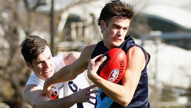  Patrick Naish in action during the Under-18 Championships match between Vic Metro and Vic Country at Punt Road Oval on Saturday.