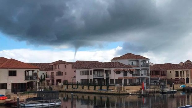 Marty Hill took this photo of a waterspout over Mandurah on Saturday.
