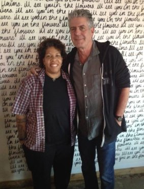 Natalie Young, chef at Eat restaurant, with Anthony Bourdain.