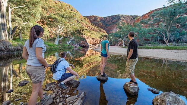 The waterhole at Ormiston Gorge and Pound in Tjoritja West MacDonnell National Park.