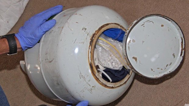 Dangerous drugs were found hidden inside a gas cylinder on the Gold Coast in May 2016 as part of Operation North Frogmouth.