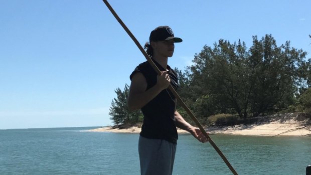Daniel Rioli enjoys an afternoon spearfishing at Melville Island. 