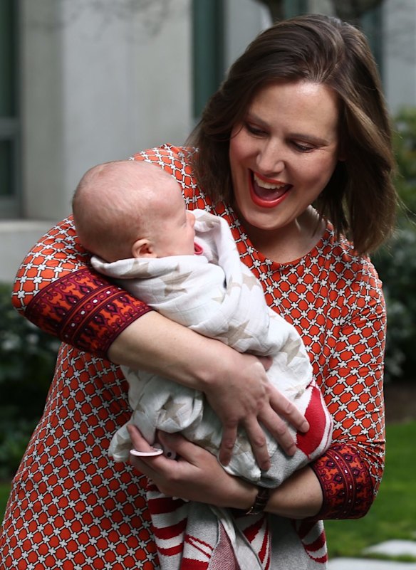 New mum Kelly O'Dwyer (with daughter Olivia) may also be moved into cabinet.
