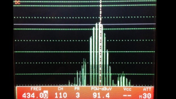 The frequency being registered on Elgin Street - 434 MHz.