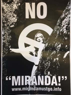 One of the posters in the #MirandaMustGo campaign