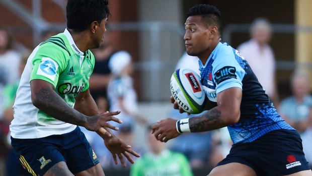 Quick-footed: Israel Folau during a trial against the Highlanders. RUPA would like a competition format that pits Australian and New Zealand teams against each other.