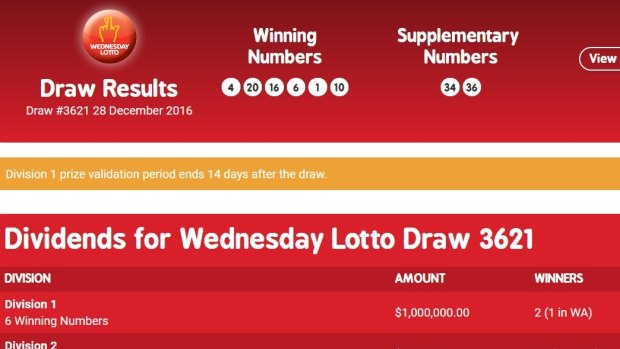 The winning numbers for Wednesday night's draw. 