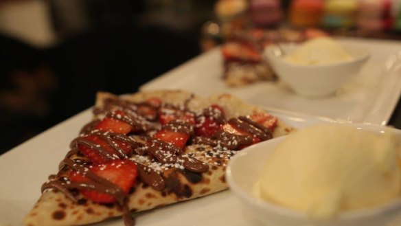 Afternoon tea: Chocolate and strawberry crepe at Piatella.