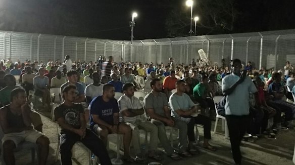 A memorial service for Faysal Ahmed at the Manus Island detention centre.