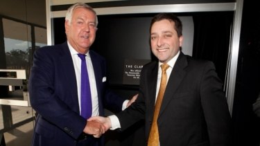 Matthew Guy (right) with developer Michael Yates in 2012 at the opening of an apartment project in South Yarra. 