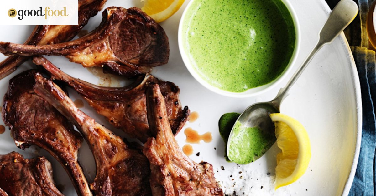 Lamb cutlets with green yoghurt recipe
