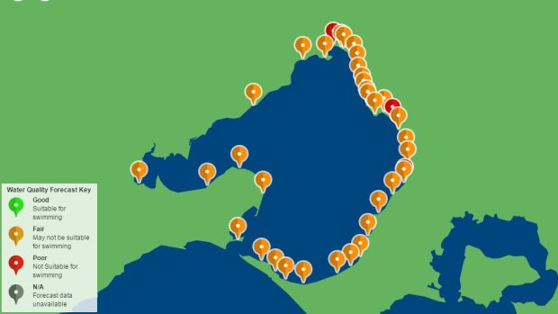 The EPA beach report as of Wednesday lunchtime. Three beaches are still off limits.