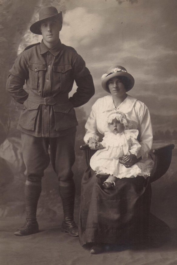 Herbert Bolt, his wife Jenny, and baby daughter Monica.