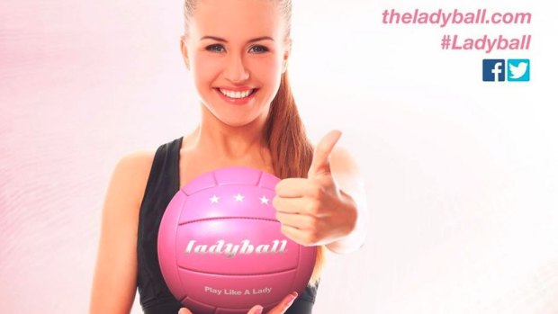 A model showcases the "Ladyball" on the product's website.