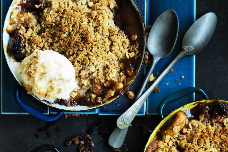 Neil Perry's banana caramel crumble.