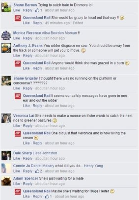 Queensland Rail received pun-tastic comments on their Facebook page.