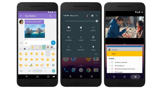New emoji, new quick settings and a new split-screen mode feature in Android Nougat.