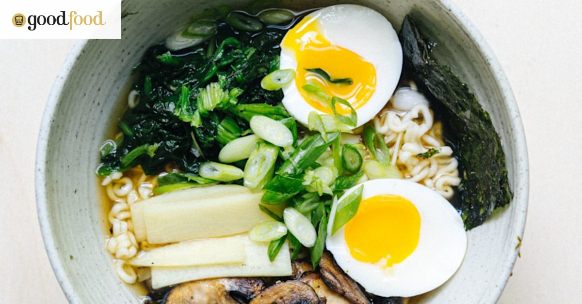 Shoyu ramen with spinach and eggs