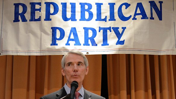 Ohio senator Rob Portman speaks at a Lincoln Day dinner in 2016. Trump's decisionmaking has shaken the faith of some Republican senators.