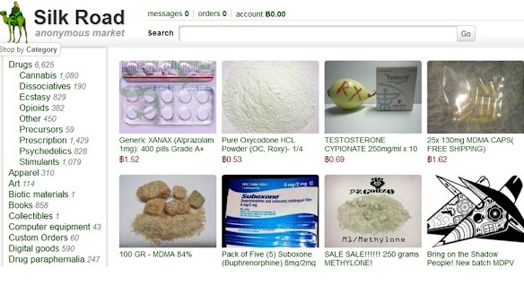 This frame grab from the Silk Road website shows thumbnails for products allegedly available through the site. 