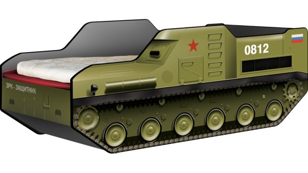 Russian furniture company CaroBus has drawn ire for selling a bed frame resembling the Buk surface-to-air missile system.