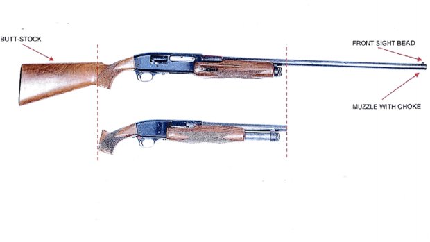 The ageing Le Salle 12 gauge sawn-off shotgun used by Monis during the siege.