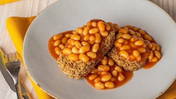 Dry bricks of cereal covered with baked beans - ewww, gross. 