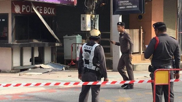 A police post at Patong, on Phuket Island, after the explosions.