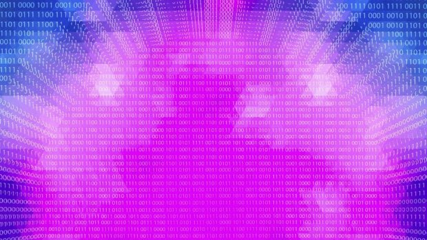 Artists' impression of binary digits being 'exploded' by a quantum cloud.