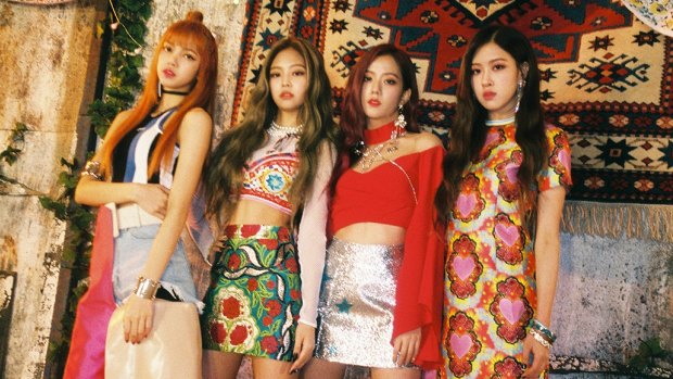 K-pop girl group BlackPink featuring Melbourne singer Roseanne Park, aka Rosé (far right) with (from left) Lisa, Jennie and Ji Soo.