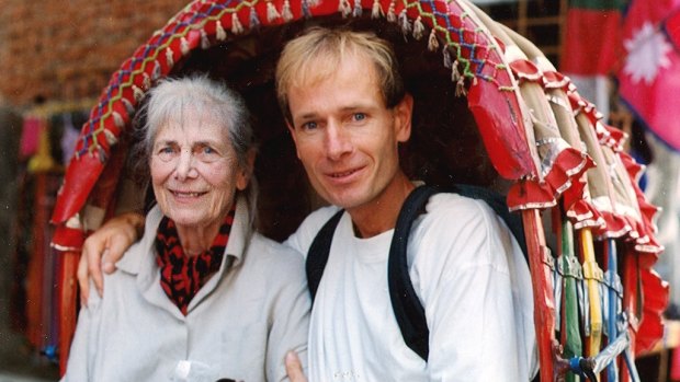 Sean Davison and his mother Patricia in Kathmandu in 2001, to celebrate her 80th birthday. 