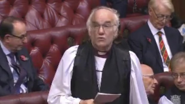 The Bishop of Chester during the debate on pornography in the House of Lords.