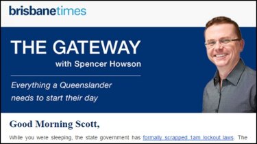 An example of Spencer Howson's new daily news email, The Gateway. 