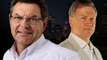 Steve Price and Andrew Bolt, a regular panelist on Price's 3AW <i>Nights</i> show.