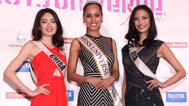 Miss Universe Japan: Ariana Miyamoto poses with other contestants.