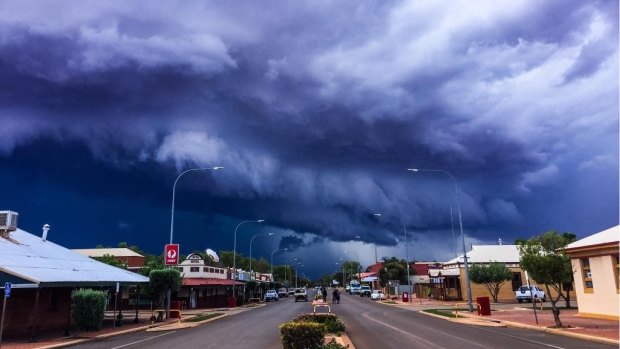 Police in Leonora, 830km north-east of Perth, tweeted this picture of a massive thunderstorm rolling into town on Monday.