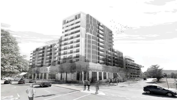 An artist's impression of SHL's plans for the block on the corner of Ainslie Avenue and Cooyong Street, in the city.