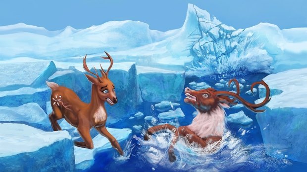 Vixen the reindeer attempts to save Santa's village, while the North Pole cracks up and begins to melt.