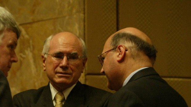 John Howard and Sinodinos during the 2004 election campaign.
