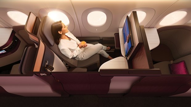 Qatar Airways' new business class seat, the 'QSuite'. 