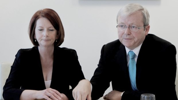 The dumping of Kevin Rudd, pictured with his successor Julia Gillard, meant that course of action was no longer off limits.