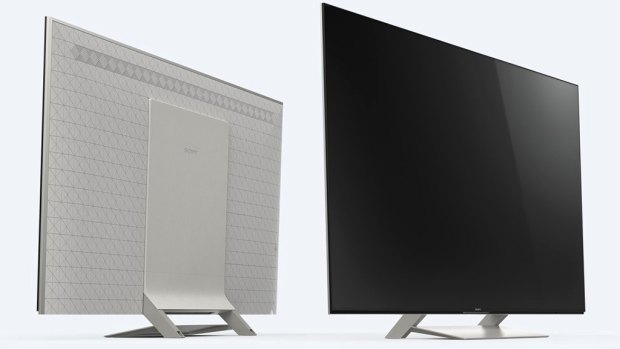The TV's patterned back panels tuck all the cables neatly away.