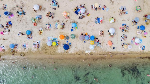 An overcrowded beach in Greece after lockdown restrictions were eased.