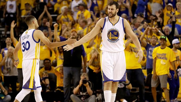 Golden State Warriors Stephen Curry (left) and Andrew Bogut.