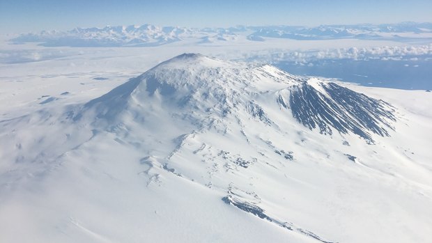Mount Erebus, Antarctica, as seen from the plane.