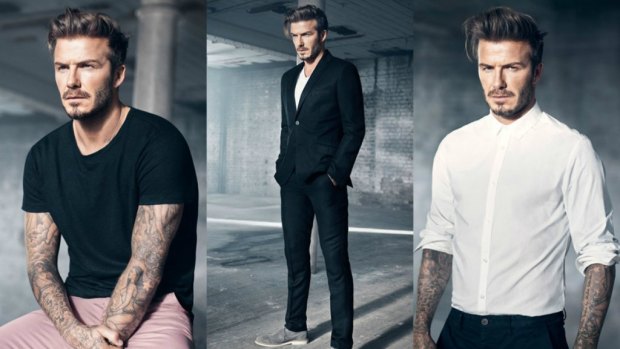 David Beckham models items from the Modern Essentials collection.