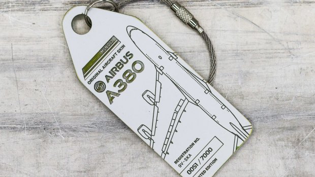 Luggage tags made from the fuselage of the A380 have sold out in just 48 hours.