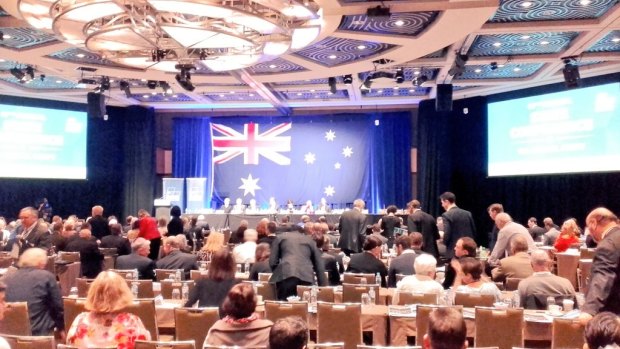 State Liberal party members gather for their 2016 conference at the Hyatt Regency Hotel in Perth.