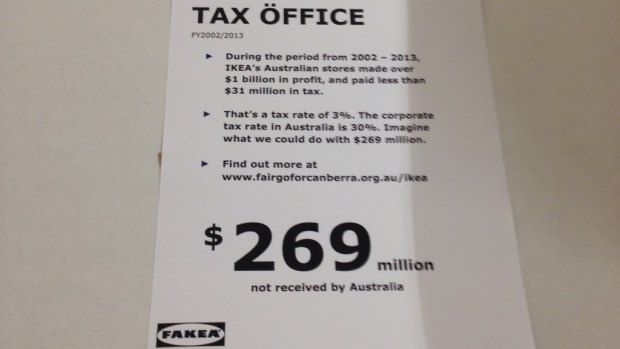 Parody price tags were littered throughout Canberra's brand-new IKEA store on Monday.