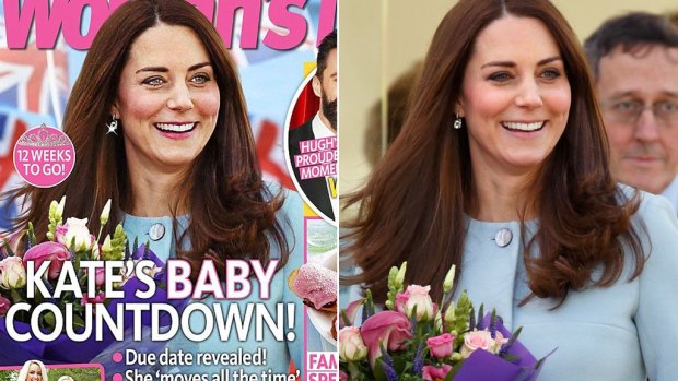 Altered state: The <i>Woman's Day</i> cover, left, next to the original  image of the Duchess of Cambridge.